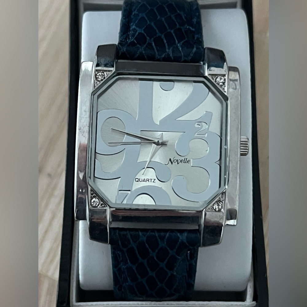 Novelle Ladies Watch New in Original Box Stainless Dial Blue Strap